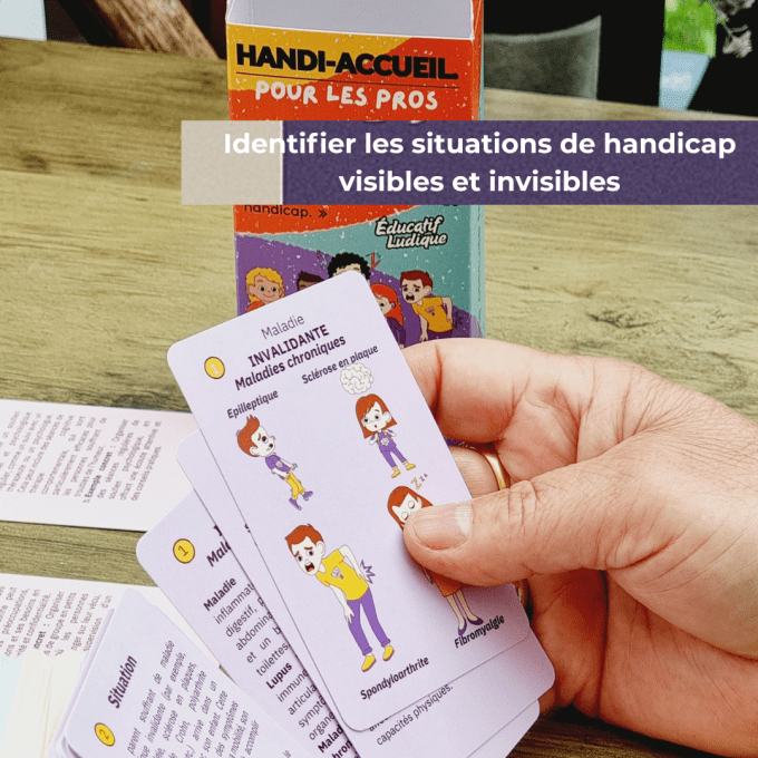 Handi-Accueil – Jeu de cartes pour professionnels | 92 cartes | Sensibilisation au handicap, accueil