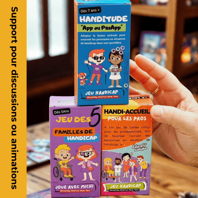 Jeu de cartes des 5 familles de handicap – 64 cartes pour sensibiliser et faire tomber les préjugés 