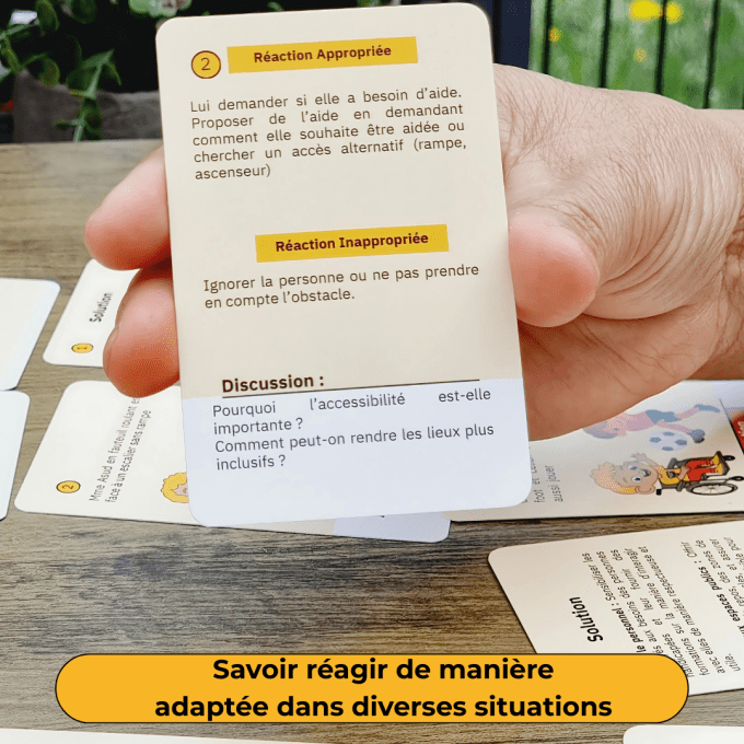 Handitude – Jeu de cartes pour enfants dès 7 ans | 100 cartes | Réactions face au handicap | Sensibi