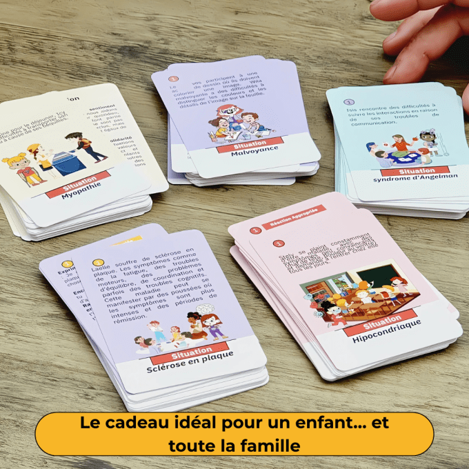 Handitude – Jeu de cartes pour enfants dès 7 ans | 100 cartes | Réactions face au handicap | Sensibi