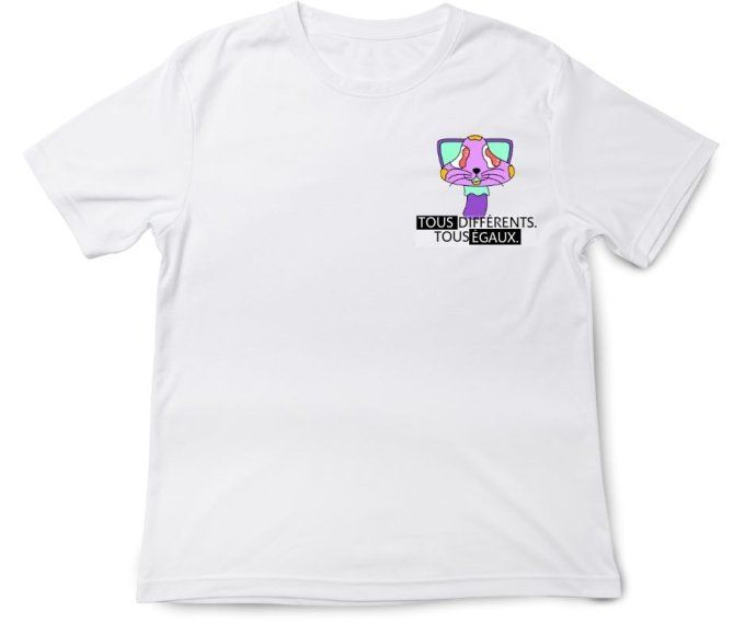 T-shirt blanc Michi – Sensibilisation au handicap invisible | Unisexe | Message inclusion et différe